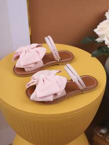 Mẫu sandal mới về mùa xuân/hè màu trơn cho bé gái, sandal đi biển thời trang với thiết kế nơ. - Hồng - Xem 5