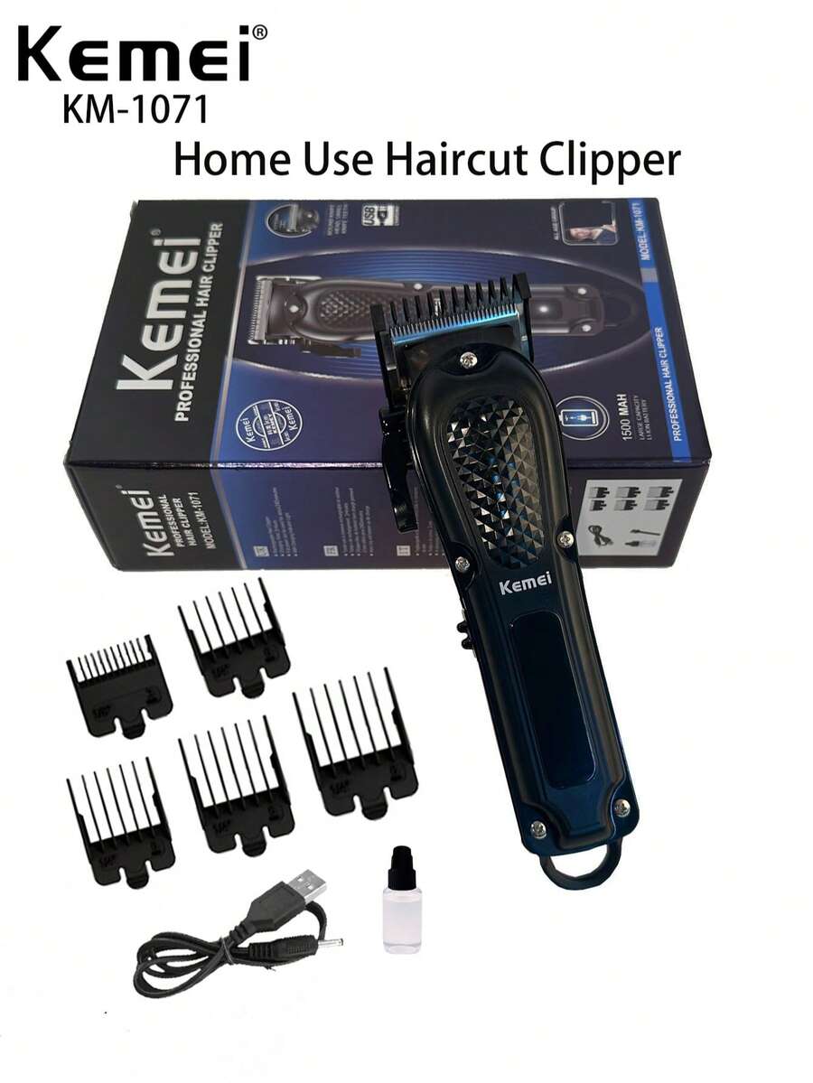 Kemei KM-1071 Electric Hair Clipper, USB Rechargeable Cordless Hair Trimmer For Men, Household Daily Hair Clipper, Hot Selling Hair Clipper, Adjustable Home Use Hair Clipper, New Year Hair Clipper