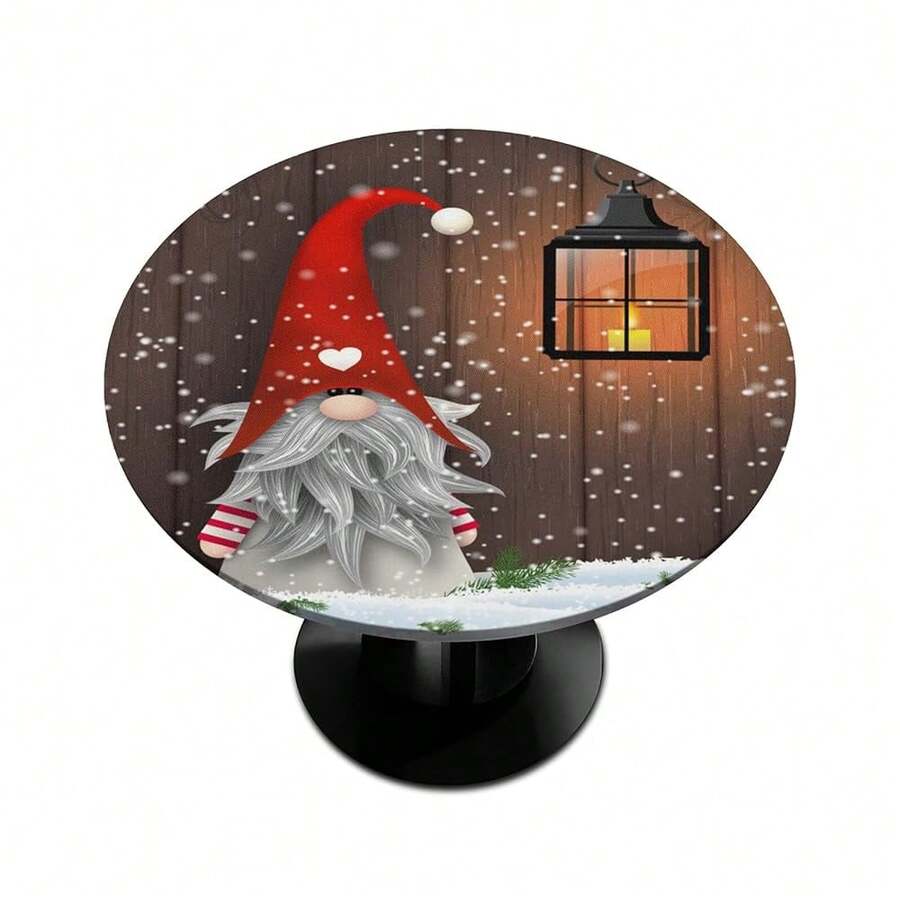 Christmas Decor Round Fitted Tablecloth With Elastic Xmas Gno 1mes Round Table Cover, Waterproof Non Slip Outdoor Table Cloth For Kitchen Pattry Indoor Holidays Decorate (Fit For 40\-44\ Tables),42inch(Round),A01--Christmas3 - A01--聖誕節3 - 查看 1