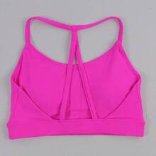 Sujetador deportivo desmontable transpirable para ejercicio de gimnasio para mujer con tirantes finos Triangular parte de atrás bonita sujetador de Yoga Sexy - Gris - Ver 9