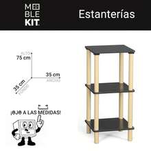 Ecommerc3 MOBLEKIT | 木質、金屬和竹製輔助置物架，無需螺絲即可組裝，多功能家具，不同層數，可用於收納書籍、鞋子和家居裝飾品 - 免費送貨 ✅ 24/48 小時送達西班牙大陸 - 黑色 - 35x35x75 厘米 - 查看 3