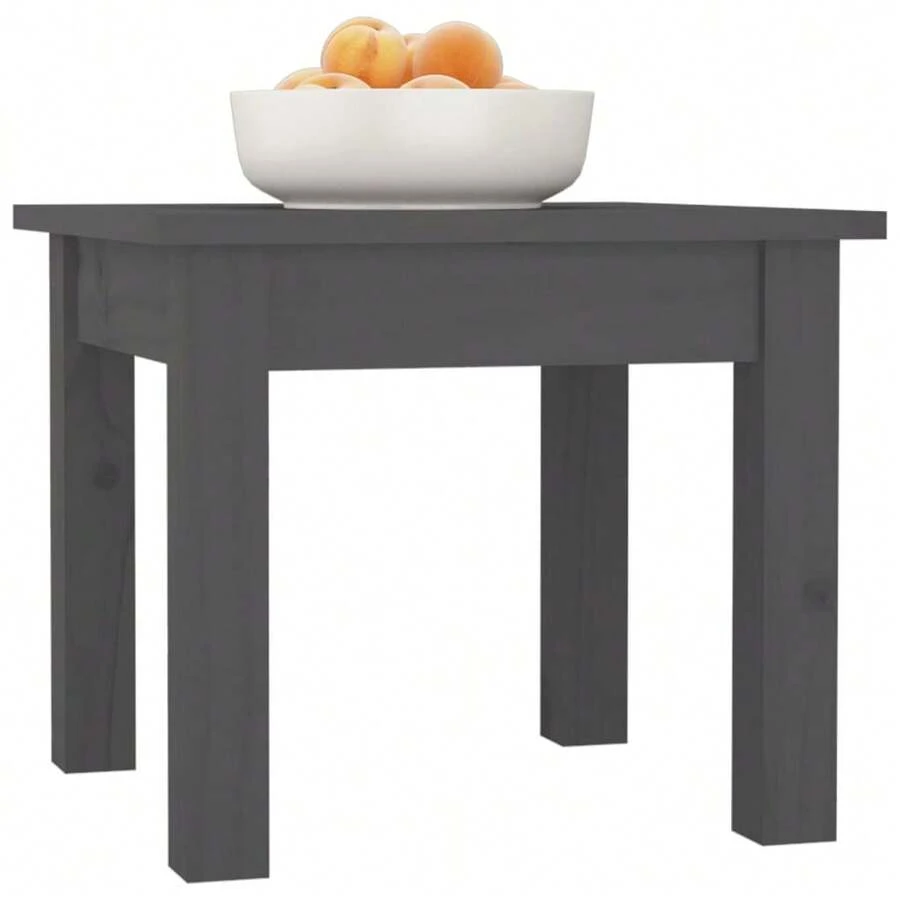 Mesa de centro vidaXL cinza, 35x35x30 cm, madeira maciça de pinho. - Cinza - Ver 1