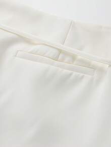Women's Solid Color Zipper Waist Belt Skirt Pants Summer - Beige - View 6