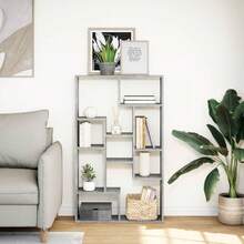 Libreria vidaXL, grigio cemento, 72x20x120 cm, materiale a base di legno - Grigio - Visualizzare 2