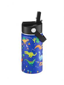 12oz Thermos Water Bottle, Travel Glass Double Vacuum Leak-Proof Cup, Metal Water Bottle With Straw, Suitable For Students - Dark Blue - View 2