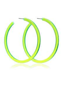 1/3Pairs Neon Earrings 70s 80s Party Retro Earrings Gifts For Women, Fluorescent Color Acrylic Oversized Geometric Shape Pentagram Hoop Earrings Set, Suitable For Women's Daily Wear & Costume Party Earrings - Multicolor - View 13