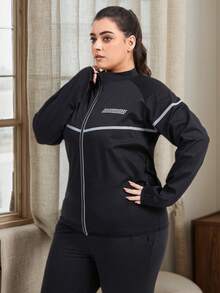 1pc Plus Size Women Sauna Top, Slimming Activewear Shirt - Black - View 4