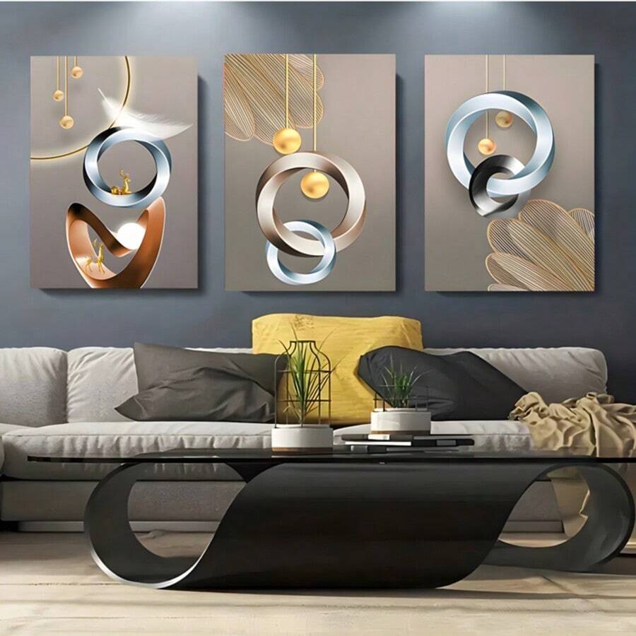 2Dflat, 3pcs, Wooden Frame Wrapped Canvas Prints And Hanging Posters, Modern Abstract Geometric Art Graphics. Living Room Deccor, Bedroom Deccor, Bathroom Decor And Accessories, Kitchen Decor And Accessories, Office Decor And Accessories, Coffee Bar Essentials, Vintage Christmas Decorations For Home, Christmas Gifts, Birthday Decorations, Wedding Decorations, Holiday Decor, Framed Wall Art, Funny Gift, Valentine's Day Gifts, Wall Decor. Waterproof, Durable, Lightweight, Easy To Maintain, Formaldehyde Free. Very Suitable For Room Decors And Home Decors. Ready-To-Hang. - Nhiều màu - Xem 1