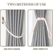 - Paquete de 2 alzapaos de cuerda de algodn natural, estilo rstico, estilo bohemio, decorativo, con alzapaos para cortinas de cuerda tejidas a mano con gancho de metal para cortinas de - Paquete de 2 + Cuerda de algodón-01 - Ver 5