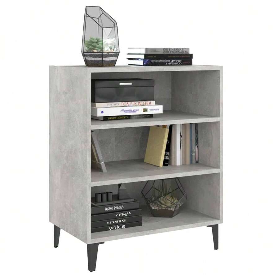 Aparador vidaXL color hormigón gris, 57x35x70 cm, fabricado en madera. - Gris - Ver 1