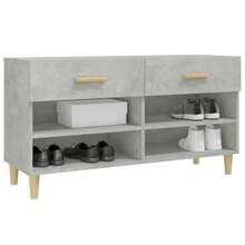 Armário para sapatos vidaXL, cinza concreto, 102x35x55 cm, material à base de madeira - Cinza - Ver 1