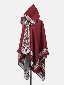 1件套花卉提花连帽时尚高端女士披肩斗篷，可搭配连衣裙 - 彩色 - 查看 31