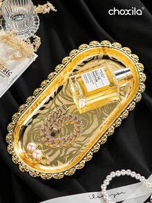 choxila 1pc Stainless Steel Decorative Tray, Can Be Used As Jewelry Tray, Cosmetic Tray, Jewelry Dish, Storage Organizer, Serving Tray - Tray - View 5