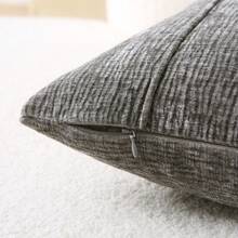 1个雪尼尔枕套（不含枕芯），3D滚边设计，奢华北欧风方形靠垫套，适用于沙发、卧室、客厅，四季皆宜，灰色。 - 灰色 - 查看 9