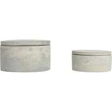 Bloomingville A75500081 - Juego de 2 cajas decorativas redondas de cemento gris - Gris - Ver 7