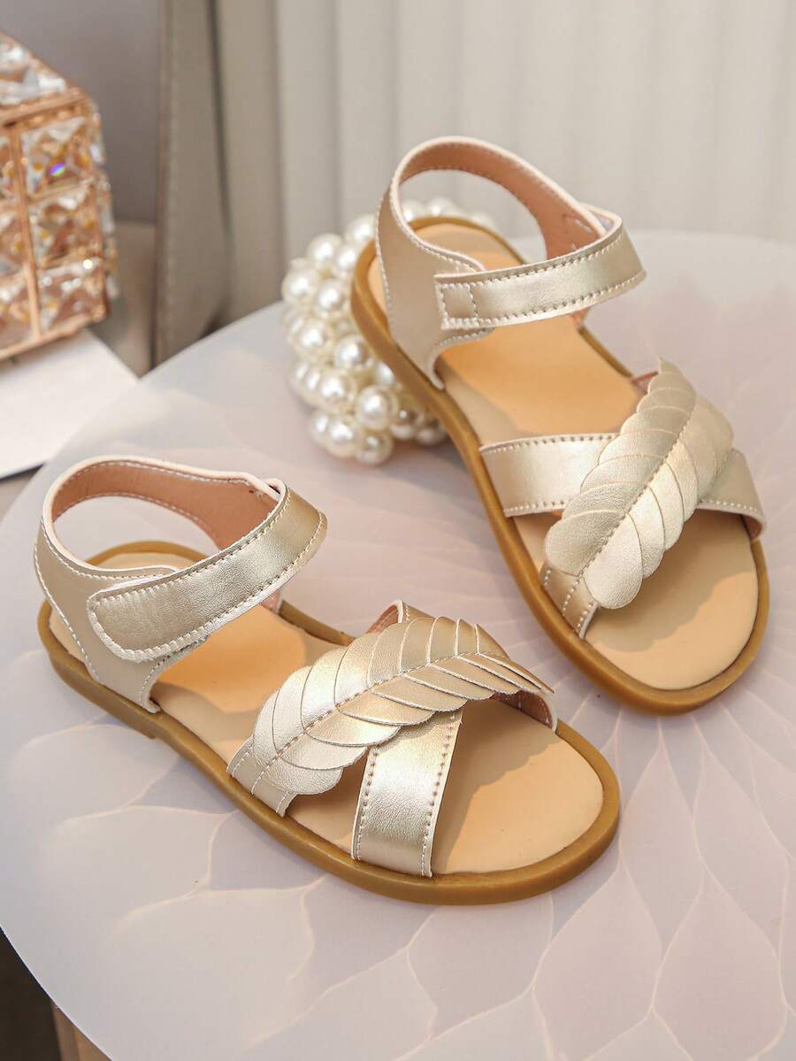 Cute Girls' Flat Sandals With Hook And Loop Strap, Great Christmas Gift - Gold - View 1