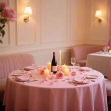 FULDGAENR 6 Packs Pink Plastic Round Table Cloth, Disposable Pink Tablecloths Plastic 84 Inch Size For Round Table Indoor/Outdoor Parties Birthdays Weddings Anniversary - 6 Packs,6684inchRound - 6684吋圓形 - 查看 6