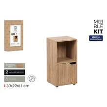 Ecommerc3 MOBLEKIT | 模組化木質立方體置物架，多種隔間和櫃門可選，適用於臥室、廚房或走廊的書櫃和儲物家具 - 免費送貨 ✅ 24/48 小時送達西班牙大陸 - 橡木 - 雙隔層 + 單門 | 30*29*61公分 - 查看 3