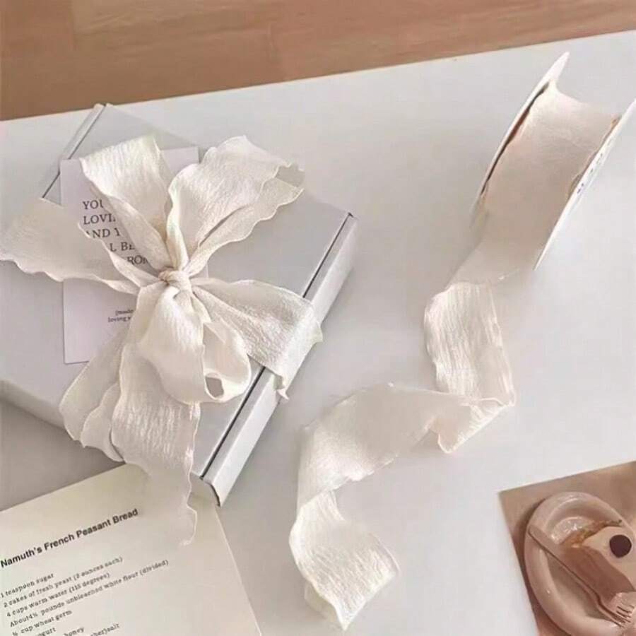 4cm Pleated Ruffle Ribbon, Wavy Satin Ribbon For Gift Box Packaging, Floral Binding Tape, 8.8m (Slight Color Difference May Exist Due To Batch Variation And Lighting Effects) - Multicolor - View 1
