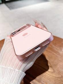 1pc Customized Name, Minimalist Apple Design, TPU Soft Bumper + Tempered Glass Back Phone Case Compatible With Samsung S24 Ultra/S25 Ultra And Apple 17 Pro Max/16 Pro Max/15 Pro/14 Plus/13 Pro/12 Pro Max/11/Xs Max/8/7/6 Plus Smartphone Accessories - Pink - View 5