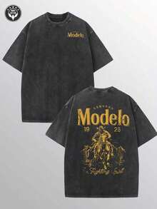 Ropa De Hombre Modelo Men's Washed Cotton T-Shirt, All Cotton, Casual Sports Style Top T-Shirt, Fashionable Street Style, Suitable For Travel And Sports Wear Halloween Costumes - 黃色 - 查看 13