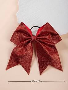 1pc Cheerleader Sequin Bow Hair Scrunchie, Vibrant Hair Band And Headband, Available In Red, Gold And Other Colors, Create Dazzling Sports Hairstyle For Competitions And Performances - Multicolor - View 2