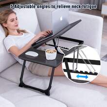 Adjustable Laptop Desk For Bed,Bed Table For Laptops,Laptop Stand For Beds,Lap Desk Foldable Bed Desk For Laptops And Writing,Portable Beds Tray Table With Cup Holder - màu đen - Xem 4