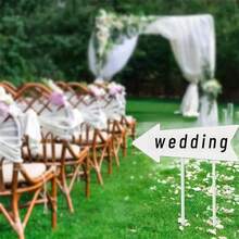 4 piezas Juego de señales de flecha en blanco de plástico con estacas - Señales direccionales resistentes a la intemperie para todo tipo de ocasiones, fiestas al aire libre, bodas, guía de estacionamiento y decoraciones navideñas universales, sin necesidad de electricidad - Blanco - Ver 4