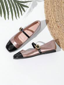 JiaYunNvXie Giày Mary Jane mới cho nữ, kiểu dáng retro Pháp, mũi vuông, dễ xỏ. - Vàng sâm panh - Xem 6