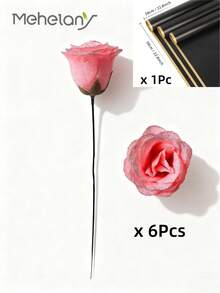 MEHELANY 12/6/1件套人造闪光玫瑰花束，粉色银边人造玫瑰，永不凋谢的闪光人造DIY玫瑰花束，适合周年纪念、订婚、结婚礼物、情人节、母亲节、生日礼物装饰，家居、房间、办公室、厨房装饰，派对装饰，DIY花环花瓶填充假花，情人节装饰，母亲节装饰，送给女朋友、母亲、女士的生日礼物（含礼品包装） - 粉色 - 查看 10