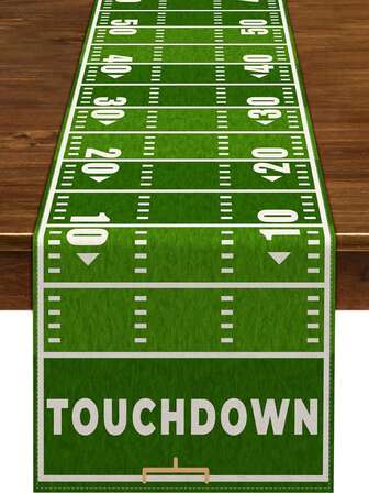 1 pieza Camino de mesa con diseño de campo de fútbol, mantel de fiesta del día del partido de fútbol, decoración del hogar con tema de fútbol para cocina y comedor