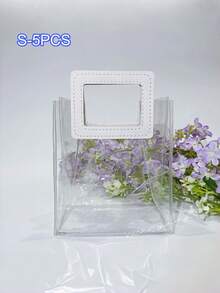 10个透明PVC礼品袋（带提手） - 可重复使用，适用于新娘结婚礼物、购物派对、婚礼、生日、结婚仪式、订婚纪念日、宴会和其他场合。 - 彩色 - 查看 15