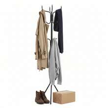 Ecommerc3 MOBLEKIT | Free-Standing And Expandable Clothes Racks In Metal And Wood, Clothing With Adjustable Options, With Wheels Or Shelves, Organizers For Bedroom, Entryway And Home - Coat Rack 175x42 cm Black - View 9