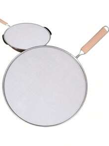 Multifunctional Kitchen Oil Splatter Preventer Cover With Fine Metal Mesh Filter And Wooden Handle | Universal Oil Fume Preventer For Frying Pans And Woks | High-Temperature Heat-Resistant Stainless Steel Mesh Cover | Anti-Splatter And Anti-Scalding Cooking Tool | Filters Steam And Oil Stains | Suitable For Frying, Stir-Frying And Other Cooking Methods | Household And Commercial Kitchen Supplies | Easy-Clean Hook Design Saves Space | Compatible With Various Cookware Sizes | Essential Kitchen Protective Tool - Multicolor - View 4