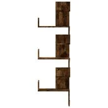 Prateleira de canto de parede vidaXL em carvalho defumado, 45x45x147 cm, material à base de madeira. - Castanho - Ver 4