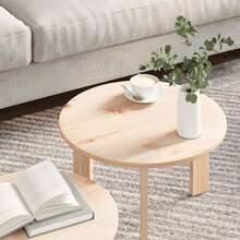 Table basse vidaXL, lot de 2, en pin massif naturel, dimensions 47,5 x 47,5 x 27 cm. - Tabac - Voir 5