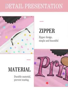 2/3pcs African Princess Style Bedding Set, Cute Printed Duvet Cover With Pillowcase, Pink Star Pattern, Soft Microfiber Material, Suitable For Children, Teens And Adults - Multicolor - View 7