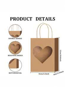 1/10/20/Pcs Kantong Kado Kertas Kraft dengan Jendela Transparan & Pintu Genggam yang Kokoh - Kotak Kardus Rustic Cocok untuk Souvenir Pesta, Pernikahan, Acara Mandi Pengantin, untuk Hadiah (10/20/30pcs) - MultiWarna - View 6