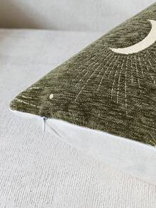 1 chiếc vỏ gối màu xanh ô liu (không kèm ruột gối) họa tiết sao và trăng, chất liệu chenille hiện đại, thoải mái, dệt jacquard chỉ vàng, trang trí ngày lễ Ramadan, phù hợp trang trí nhà cửa hàng ngày, ghế sofa, giường, phòng ngủ, trang trí ngày lễ Ramadan, mọi mùa. - Màu xanh Ô liu - Xem 2