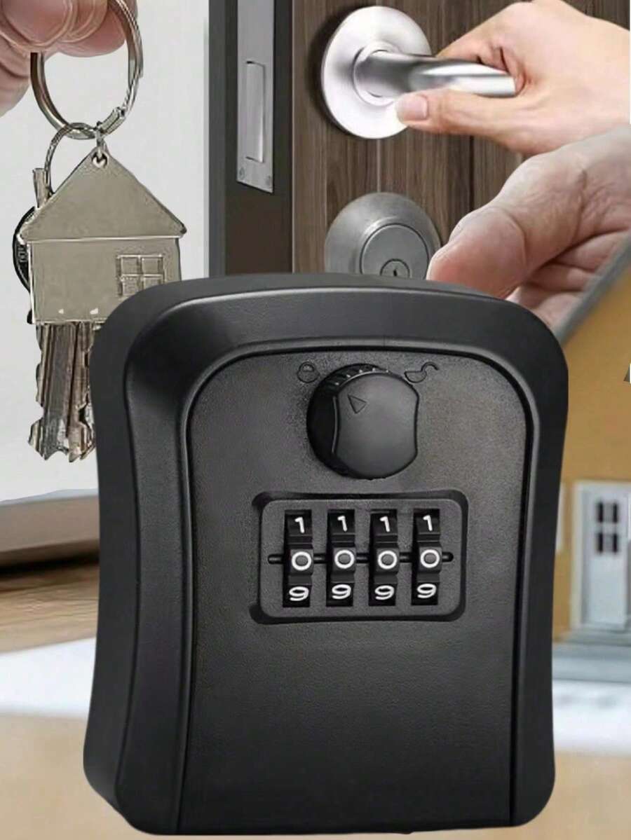 1pc Outdoor Key Safe Box, Wall-Mounted, Combination Lock Box, Aluminum Alloy Lock Core, High-Strength Material, Waterproof/Shockproof/Burglar-Proof, Reusable Code, 5-Key Capacity, For Indoor/Outdoor/Garage/Garden/Shop/Construction Site Key Storage