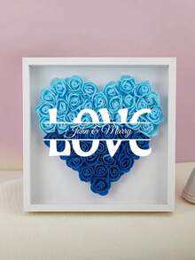 1pc Custom Love Rose Shadow Box, Personalized Couple Name And Custom Made Perfect Valentione's Day, Anniversary Gift, Rose Shadow Box Gift For Loved One - Multicolor - View 11