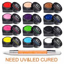 TWOING 12 Colors Non Sticky Soak Off Sculpture Gel Kit With Pen For Nail Art Firm Texture Carving And Sculpting Gel For 3D 4D Nail Design Painting Drawing DIY Salon Decoration - 彩色 - 查看 10