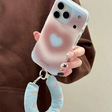 扎染粉蓝爱心图案 17 Pro Max 手机壳，创意保护套，兼容 15、17 Pro、13、16 Pro、17 - 淺藍色 - 查看 2