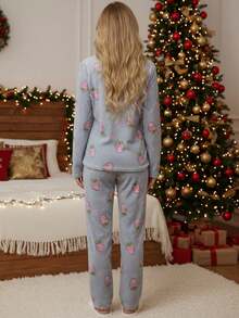 Set De 2 Pijamas Afelpadas Mujer Polar Pantalón Sudadera Ropa Invierno - Graphite - Ver 3