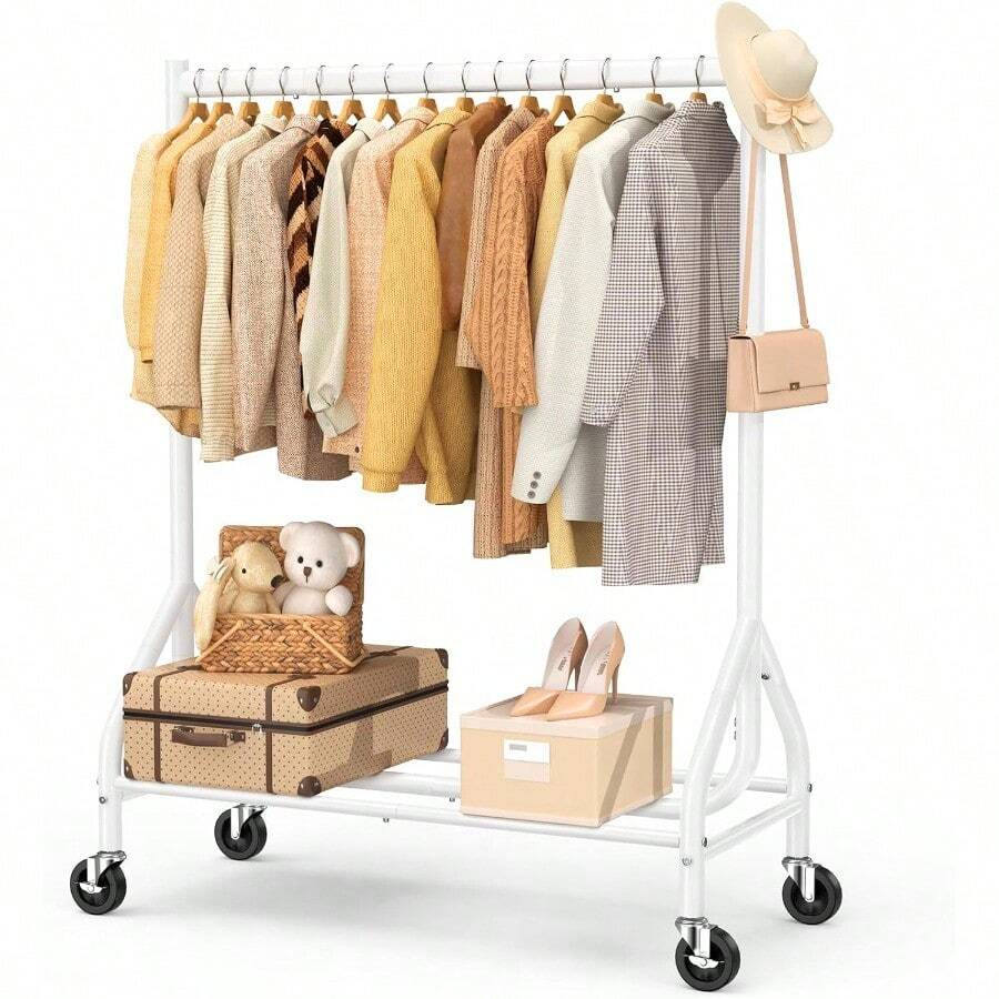 EAGMAK Heavy Duty Clothes Rail Load 180 KG Rolling Garment Rail With ...
