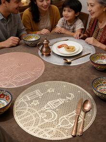 6/12件装金色星月餐垫，PVC材质，38厘米，可水洗，易清洁，可擦拭，防滑，耐热，适用于房间装饰、餐桌装饰、家居装饰、派对装饰，也适用于节日、派对、聚会、生日、婚礼、送礼、晚餐、户外、野餐等场合。 - 彩色 - 查看 2