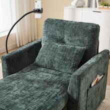 Reclining Armchair/Lounge Chair With Mobile Phone Holder, Single Armchair With Side Pockets And Large Storage Space, Chaise Lounge Suitable For Living Room, Bedroom And Reading Corner, Chenille - 綠色 - 查看 7