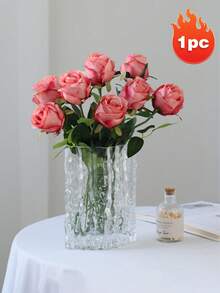 1支/3支仿真火焰玫瑰，假花，粉色，母亲节装饰，婚礼季，毕业礼物，烛光晚餐装饰，学校宿舍办公室装饰，户外派对活动节日生日派对装饰，家居入口酒店餐厅客厅卧室婚礼宴会厨房花园装饰，四季皆宜 - 彩色 - 查看 12