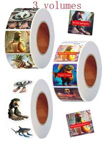 500Sheets/Roll Italian Brainrot Cartoon Anime Stickers Waterproof Tung Tung Tung Sahur Tralalero Tralala DIY For Water Bottle Cup Phone Car Laptop Suitcase Cute Decorative Accessories Gift Bombardiro Crocodilo Lirili Larila Glorbo Frutto Drillo Sticker Album Diary Envelope Sealing Paper Tape - Multicolor - View 13