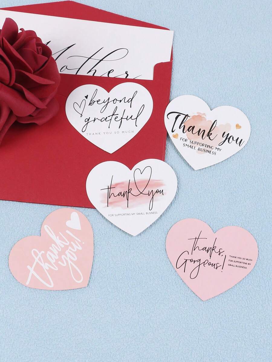 50pcs New Elegant Heart Thank You Labels -"Thank You For Supporting My Small Business" Thank You Cards - Arts & Crafts Supplies ﻿ - Many - View 1